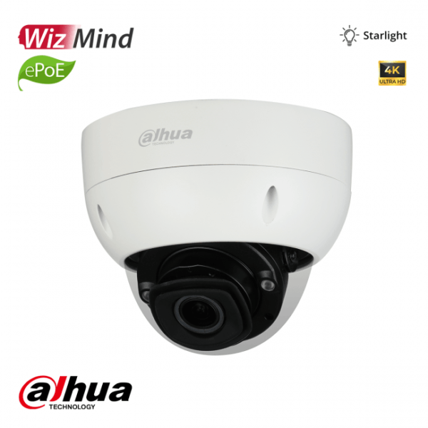 Dahua 8MP Motorized 2.7mm-12mm Pro AI IR Dome Network Camera met BNC aansluiting